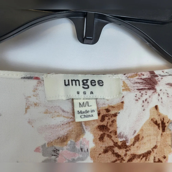 Umgee Boho White Floral Fringe Open Front Romantic Kimono Jacket‎ Size M/L - Picture 2 of 7